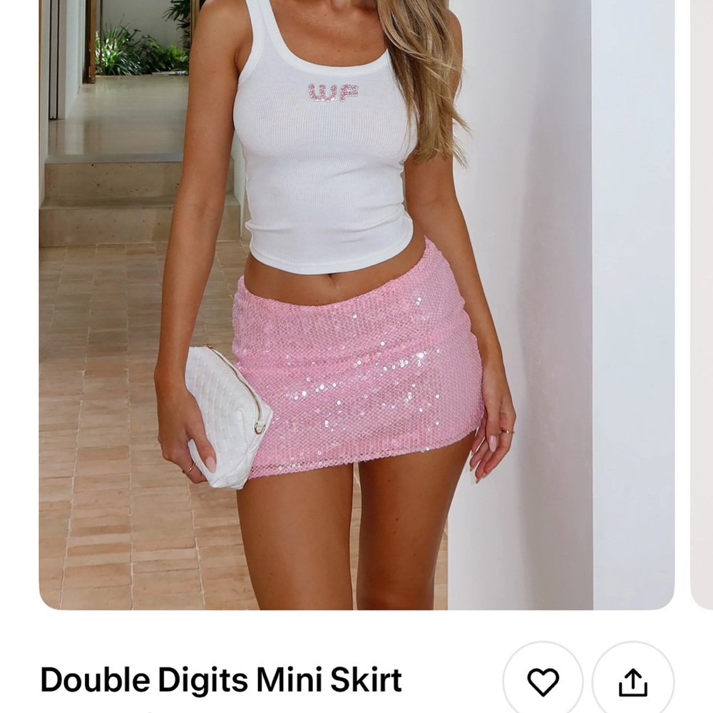 White Fox Boutique Pink Sequin Mini Skirt